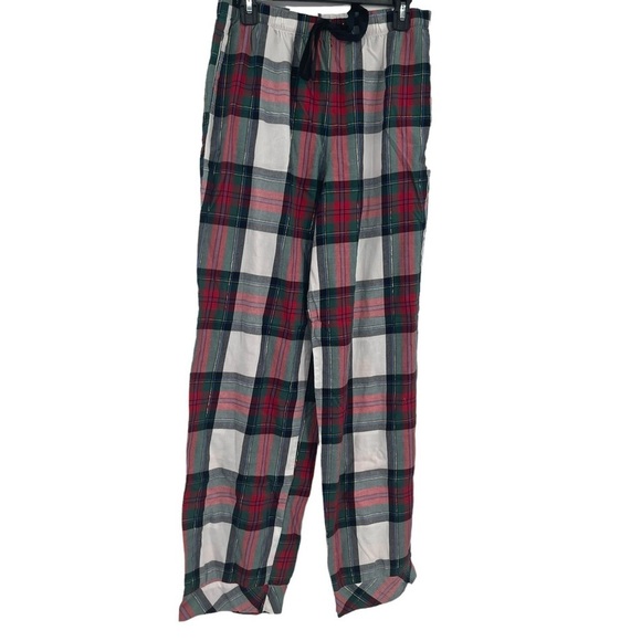VICTORIA'S SECRET PLAID PAJAMAS Size Medium RED GREEN SPARKLE COTTON flannel - Picture 3 of 9